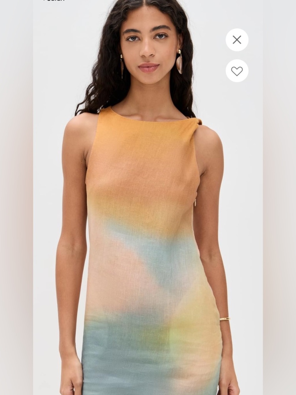 STAUD Boa Dress, Multicolor Pastel Ombre Mini Dress in Linen